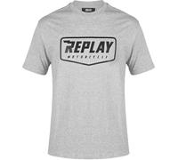 Replay Logo T-Shirt, grey, size XS for Men