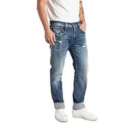 REPLAY Men's Anbass Aged Jeans, 009 Medium Blue, 34 W/34 L