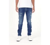 REPLAY Mens Anbass Hyperflex Original Broken & Repaired Slim Jeans In Blue Mens Clothing Size: W38-L32, Colour: Blue Fabric