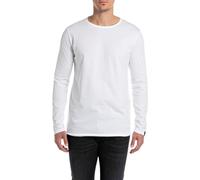 Replay Men's Basic Long Sleeve Regular Fit with Crew Neck, 001 White, M