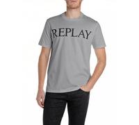 Replay Men's Basic T-Shirt Crew Neck Short Sleeve, 093 Lead Grey, XL