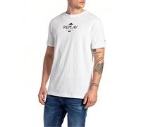 Replay Men's Basic T-Shirt Regular Fit with Crew Neck, 001 White, L