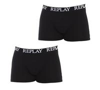 REPLAY Men's Boxer Style 01/C Basic Cuff Logo 2pcs Box, Black, M