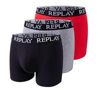 REPLAY Men's Boxer Style 01/C Basic Cuff Logo 3pcs Box, Black/G. Mel/RED, M