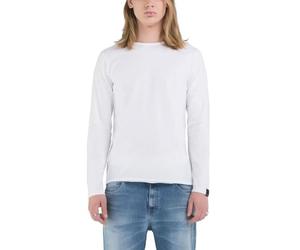 Replay Men's Cotton Long Sleeve Shirt, 001 White, XL