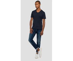 REPLAY MEN'S DECONSTRUCTED V NECK T-SHIRT TEE IN NAVY BLUE BNWT