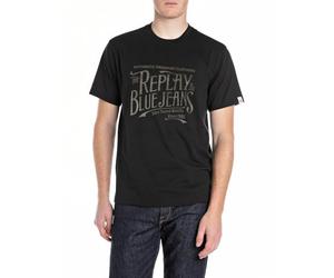 Replay Men's M3042 T-Shirt, 098 Black, L
