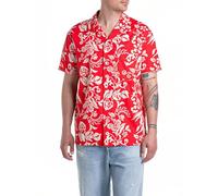 Replay Men's M4157 Shirt, 010 Red/NAT.White Flowers, M