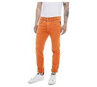 REPLAY Men's M914Y Anbass Hyperflex Colour Xlite Jeans, Sunset Orange 844, 28 W/32 L