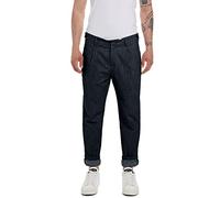 REPLAY Men's M9815 Comfort Slub Micro Herringbone Pants, Blue 020, 36W / 30L