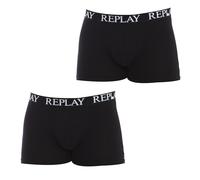 REPLAY Men's Boxer Style 01/C Basic Cuff Logo 2pcs Box, Black, M