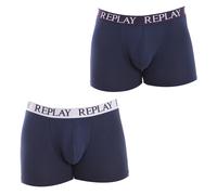 REPLAY Men's Boxer Style 01/C Basic Cuff Logo 2pcs Box, Dark Blue/White, L