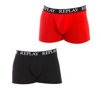 REPLAY Men's Boxer Shorts with Logo (2 Pieces), RED/Black, L