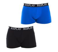 REPLAY Men's Boxer Style 01/C Basic Cuff Logo 2pcs Box, Turquoise/Black, M