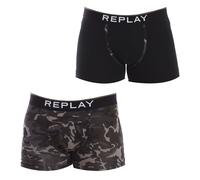 REPLAY Men's Boxer Style 8 Cuff Logo&Camouflage 2pcs Waterfall Pack, Black/Camouflage Black, S
