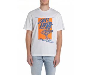 Replay Men's Relaxed Fit Cotton T-Shirt, 011 Natural White, S