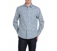 Replay Men's M4148 Shirt, 010 Lt Blue/Natural White, L