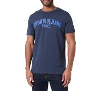 Replay Men's Short-Sleeved T-Shirt with Branding, Navy 087 (Blue), XXL