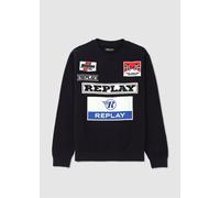 REPLAY Mens Sweatshirt No Thema In Aviator Green Mens Clothing Size: L, Colour: Black Fabric