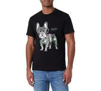 Replay Men's T-Shirt Short Sleeve Crew Neck Dog Camouglage Print, 098 Black, L