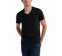 Replay Men's T-Shirt Short Sleeve with V-Neck Neckline, Black (Black 098), L