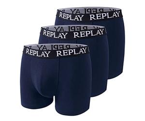 Replay Pack of 3 Basic Boxers, Multicoloured, Large, blue, M