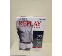 REPLAY Men's Basic Cuff Boxer, Blue Marine, XL