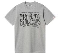 Replay Royal Eagle Blue Jeans Chest Logo T-Shirt - Light Grey Melange - Small