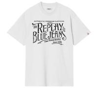 Replay Royal Eagle Blue Jeans Chest Logo T-Shirt - Natural White - Small