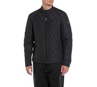 Replay men's quilted jacket, transition jacket without hood, blue (Deep Blue 498), L
