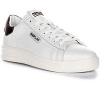 Replay University M Prime 2 Solid Leather Mens Trainer In White Black UK 6 - 11