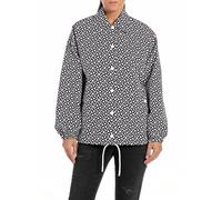 Replay Women's Boxy Fit Jacket, 010 White/Black, L