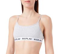 REPLAY Women's Lady Casual Bralette Style 1 T/C 1pcs Cover hangtag Bra, Light Grey Melange/White/Black, L