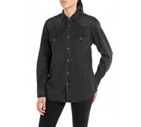 Replay women's long-sleeved cotton shirt, Black Delavè 099 (Black), S