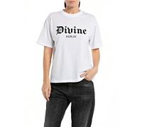 REPLAY Women's Short-Sleeved Cotton T-Shirt Devine, White 001 (White), L