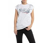 REPLAY Women's Short-Sleeved Cotton T-Shirt Not Ordinary People, White 001 (White), XL