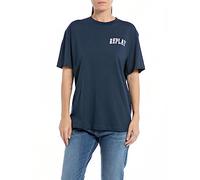 REPLAY Women's Short-Sleeved Cotton T-Shirt with Logo, Dark Blue... 908 (Blue), XL