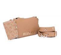 Replay Women's Shoulder Bag FW3139 Saffiano Faux Leather Beige
