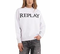 REPLAY women's sweatshirt made of 100% cotton, Optical White 001 (White), XXS