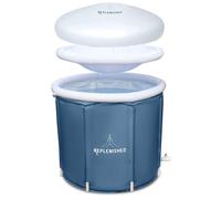 Replenished Portable Ice Bath Grey with Dome Lid,Ice Bath Tub for Cold Water Therapy, and Athletes, 370 Litre Cold Plunge Tub with Thermo Lid, Protective Cover and Thermometer
