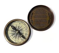 Replica 1885 Stanley Marine Pocket Compass with Robert Frost Poem, Antique Brass Finish, Collectible Gift for Adventurers