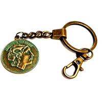 Replica Alexander The Great Antique Style Coin Keychain, Coin Bag Charm, Greek Style Coin Keyring in a Velvet Bag