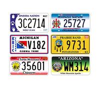 Replica License Plates, Native American Tribes, Embossed Metal Number Tags, Prop Car Registration Tags, 12x6 Inch (6 pcs Combo 2)