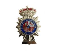Replica National Police Corps Spain Plaque, Collectible Decorative Badge, Enameled Metal with Royal Crown