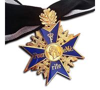 Replicamilitarymedals Grand Pour Le Merite 24k Gold Plated Cross Medal and Oak Leaf Blue Max Highest Honor + Ribbon Repro