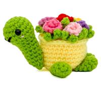 Repnalm Mini Funny Gift Ideas, Crochet Positive Turtle with Flowers, Birthday Gifts for Women Friends, Handmade Crochet Stuffed Animal, Cute Sea Turtle Gifts