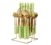 Repomanda Cutlery Set for 6 People with Storage Rack 24 Piece Stainless Steel Flatware Set Including Knives Forks Spoons Teaspoons Mirror Polish Finish for Home Restaurant Hotel