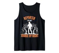 Reporter by Day Zombie by Night Funny Halloween Creepy Scary Tank Top