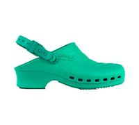 REPOSA Complete Sanitary Clogs, Natural Antistatic SEBS Polymer, Latex Closed Upper Side Holes Anatomical Footbed, autoclavable SRB Non-Slip Sole Green