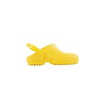 REPOSA MAX Clogs, Sanitary Clogs, Antistatic Natural Polymer, hi-tech thermoplastic Compound SEBS, Latex , Comfortable, Light, Closed Upper, Side Holes, Anatomic SRC Sole Yellow